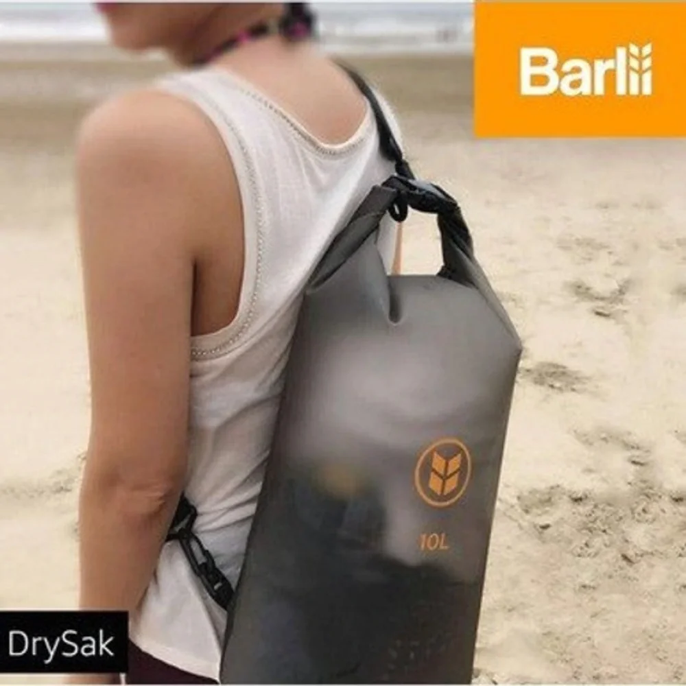 Barlii DrySak 6L Eco-Friendly TPU Dry Bag Waterproof Smoke Grey Gold Logo NEW